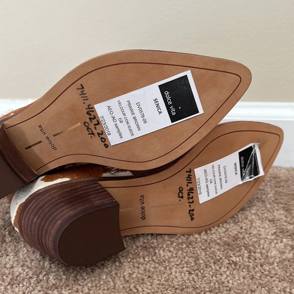 NEW Dolce Vita Senica Brown Suede Leather Cow Print Ankle Boots - Picture 8 of 10